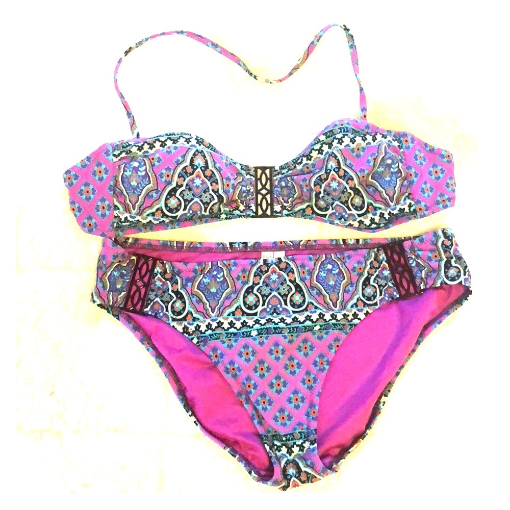 Nanette Lepore bikini S turquoise/purple paisley